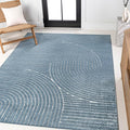 JONATHAN Y Hallie High-Low Curve Dark Blue/Cream 5x8 Indoor/Outdoor Area Rug, Minimalist Geometric, Pet Friendly, for Patio, Backyard, Living Room, Bedroom, Office, Hose-Washable (SCN100C-5)