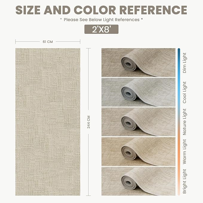 Art&Tuft 2x8 Runner Rug - Washable Runner Rugs, Non-Slip Runner Rug for Hallway, High Low Pile Textured Stripe 2x8 Rug Runner Throw Carpet for Entrance Entryway Bedroom Living Room Kitchen, Beige