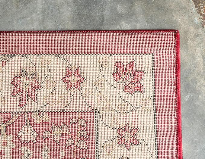 Unique Loom Espahan Collection Area Rug - Cape Cod (9' 10" x 13' 1" Rectangle, Red/ Beige)