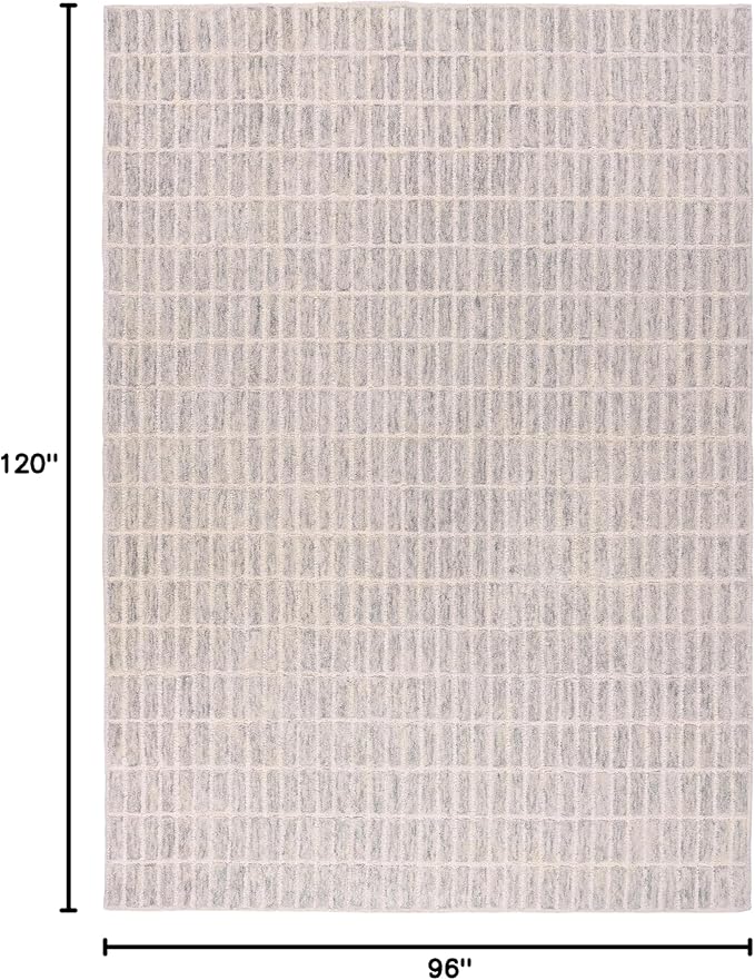 Hand-Tufted 100% Wool Area Rug – Unique Modern Geometric Grid Pattern, Soft Plush Textured Carpet for Living Room, Bedroom, Dining Room & Entryway (Grey, 2.6' x 8')