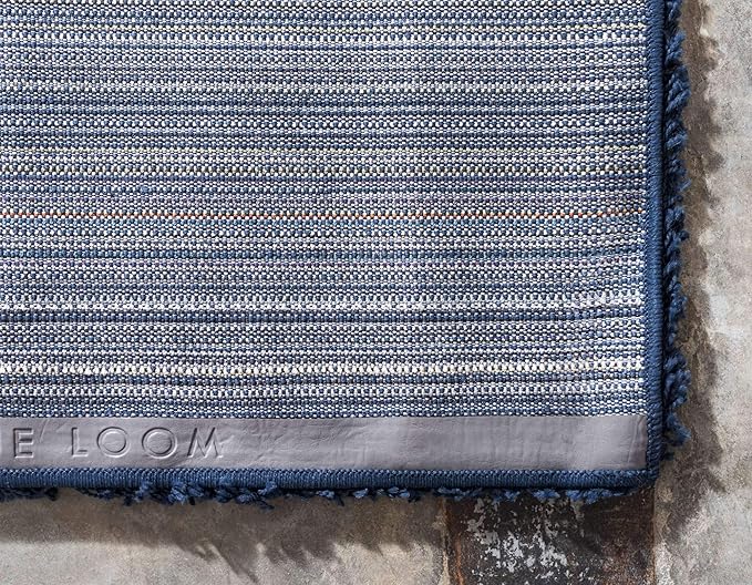 Unique Loom Solid Shag Collection Area Rug (10' x 13' Rectangle, Sapphire Blue/ Navy Blue)