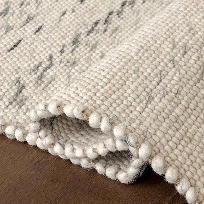 Rugs USA Hamptons Marled Ivory/Grey, 4' x 6', Hand Woven, Marled, Tassel, Soft and Cozy, High Traffic, Stain Resistant, Easy Clean, Durable Area Rug for Bedroom, Living Room, Dining, Den, Foyer