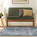 RUGGABLE Washable Vintage Area Rug – Kamran Admiral Blue 4x6, Stain-Resistant, Non-Slip – Medium Machine Washable Rugs for Living Room, Bedroom, Hallway, Entryway & Office–with Standard Pad
