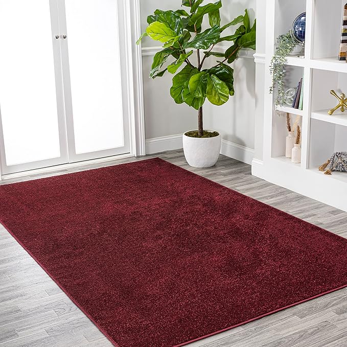 Eyely UES100Q-6 Supersoft Haze Solid Low-Pile Indoor Area Rug, Coastal, Bohemian, Minimalist, Classic, Casual for Bedroom,Kitchen,Living Room,Non Shedding,Easy-Washing, Red, 6 X 9