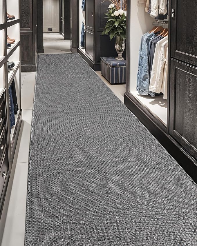 Color&Geometry Door Mat 3'x10' Runner Rug with Rubber Backing, Non Slip Washable Hallway Rug, Carpet Runners for Hallway Living Room Bedroom, Light Grey (Rolled-up NO Creases)