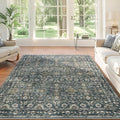 6x9 Rugs for Living Room, Soft Large Area Rugs Blue Washable Rug, Indoor Vintage Rugs for Bedroom Home Office Laundry, Rubber Backed Non Slip Low Pile Carpet, Deep Blue