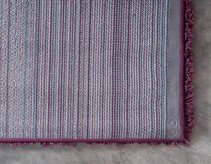 Unique Loom Solid Shag Collection Area Rug (4' 1" x 6' 1" Rectangle, Eggplant Purple)