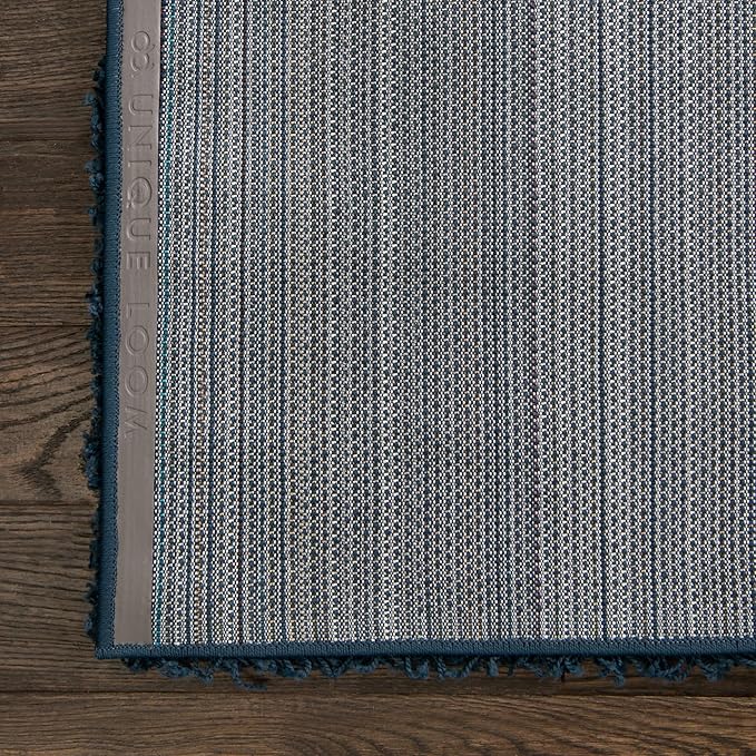 Unique Loom Solid Shag Collection Area Rug (6' 1" x 9' Rectangle, Sapphire Blue/ Navy Blue)