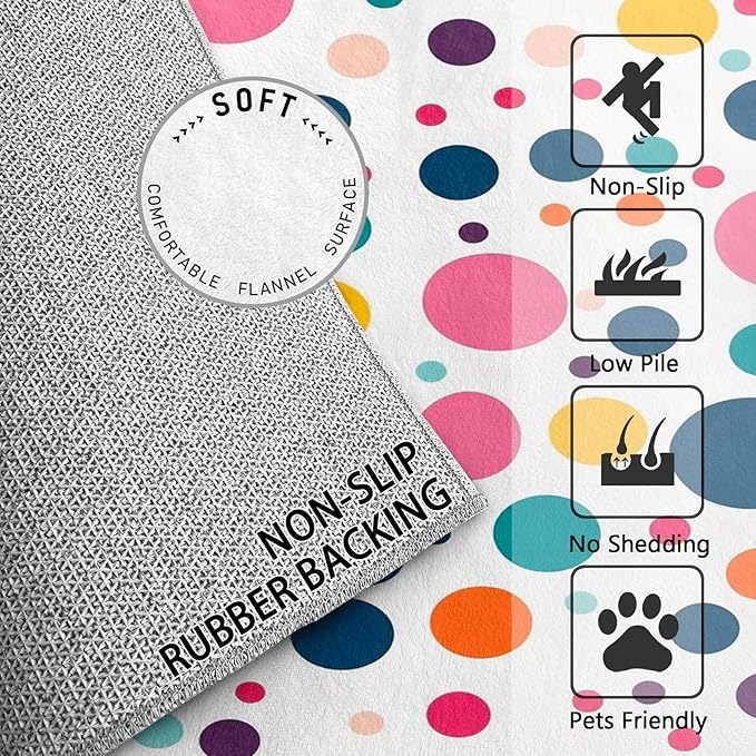 Polka Dots Rugs for Kids Room -Polka Dot Rug, 5x6 ft, Colorful Dots Area Rug, Multicolor Geometric Washable Non-Slip Stain Resistant Carpet, Kids Nursery Playroom Home Decor & Gifts