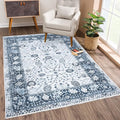 Bloom Rugs Caria Washable Non-Slip 3x5 Rug - Navy Blue Traditional Bordered Area Rug for Living Room, Bedroom, Dining Room, and Kitchen - Exact Size: 3' x 5'