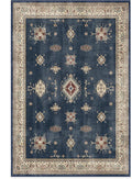 RUGGABLE Washable Vintage Area Rug – Verena Sapphire 6x9, Stain-Resistant, Non-Slip – Medium Machine Washable Rugs for Living Room, Bedroom, Hallway, Entryway & Office–with Standard Pad