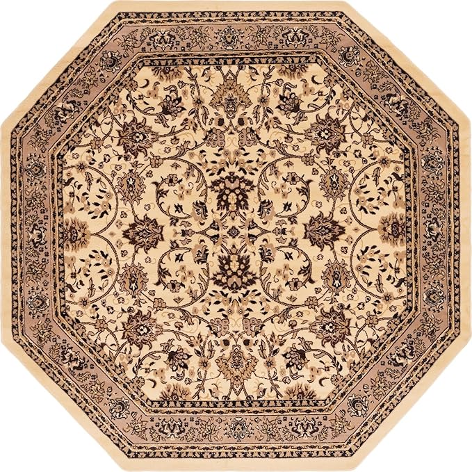 Unique Loom Sialk Hill Collection Area Rug - Washington (7' 10" Octagon Ivory/Black)