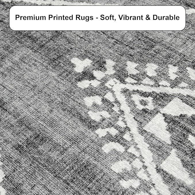 ReaLife Rugs Machine Washable Area Rug Runner - Living Room Bedroom Bathroom Kitchen Entryway Office - Padded Low Pile Stain Resistant Premium - Moroccan Diamond Tribal - Jax - Gray 2'6" x 10'