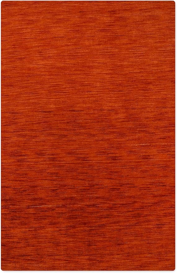 Hand Knotted Loom Wool ECO-Friendly Area Rugs - 4'x6', Rectangle, Light Red Color, Solid Plain Design, High Pile Handmade Anti Skid Area Rugs for Living Room, Bed Room (L00111)