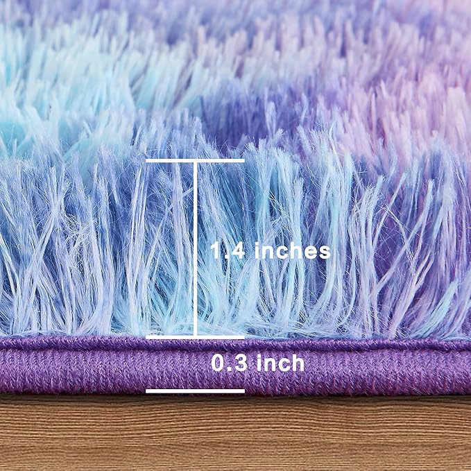 Andency 8x10 Area Rugs for Living Room, Non-Slip Fluffy Soft Large Shag Bedroom Carpet, Tie-Dyed Unicorn Rainbow Big Indoor Thick Nursery Rug for Kids Dorm Home Decor Aesthetic