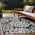 Beverly Rug Outdoor Rug 9x12 Modern Exotic Tropical Leaf Area Rugs for Indoor and Outdoor Patio Deck Porch Garden Water Resistant Washable Outside Carpet (9 x 12 Dark Gray)