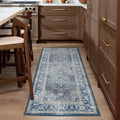 RUGGABLE Washable Vintage Runner Rug – Kamran Admiral Blue 2.5x7, Stain-Resistant, Non-Slip Hallway Runner – Machine Washable Rug for Hallway, Entryway, Living Room & Kitchen–with Cushioned Pad