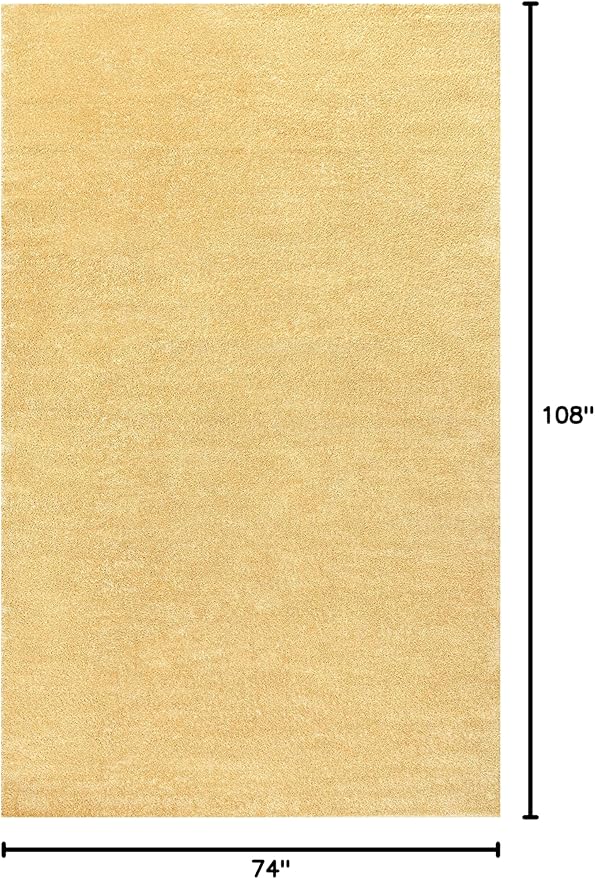 Eyely UES100B-6 Supersoft Haze Solid Low-Pile Indoor Area Rug, Coastal, Bohemian, Minimalist, Classic, Casual for Bedroom,Kitchen,Living Room,Non Shedding,Easy-Washing, Yellow, 6 X 9