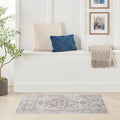 Nourison Home Astra Machine Washable Traditional Grey/Multi 4' x 6' Area Rug, Easy Cleaning, Non Shedding, Bed Room, Living Room, Dining Room, Kitchen (4x6)
