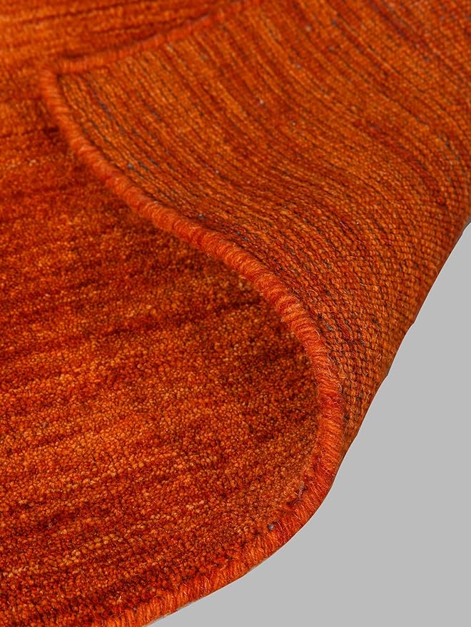 Hand Knotted Loom Wool ECO-Friendly Area Rugs - 4'x6', Rectangle, Light Red Color, Solid Plain Design, High Pile Handmade Anti Skid Area Rugs for Living Room, Bed Room (L00111)