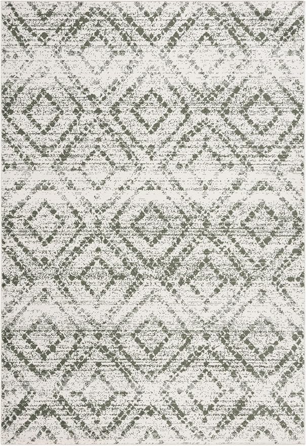 SAFAVIEH Adirondack Collection Area Rug - 4' x 6', Ivory & Dark Green, Geometric Design, Non-Shedding & Easy Care, Ideal for High Traffic Areas in Living Room, Bedroom, Dining (ADR131W-4)