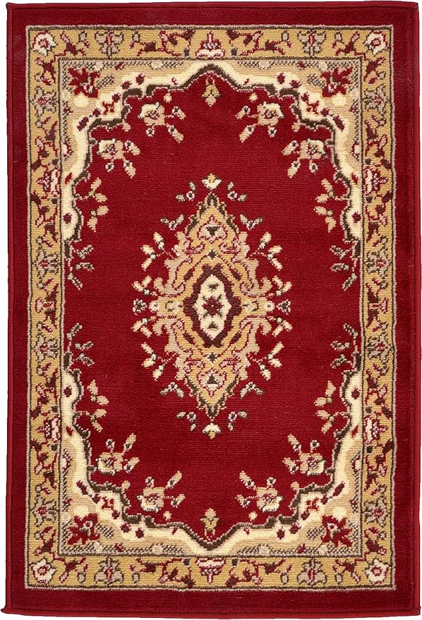 Unique Loom Reza Collection Traditional Persian Style Area Rug, 2 ft 2 in x 3 ft, Burgundy/Ivory