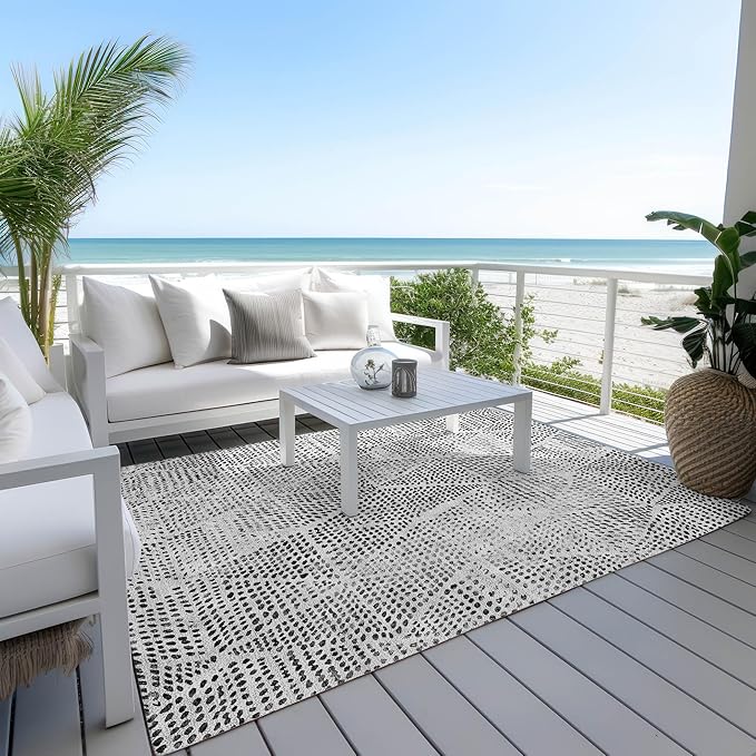 Addison Rugs Chantille ACN591 Pewter 5' x 7'6" Indoor Outdoor Area Rug, Easy Clean, Machine Washable, Non Shedding, Bedroom, Living Room, Dining Room, Kitchen, Patio Rug
