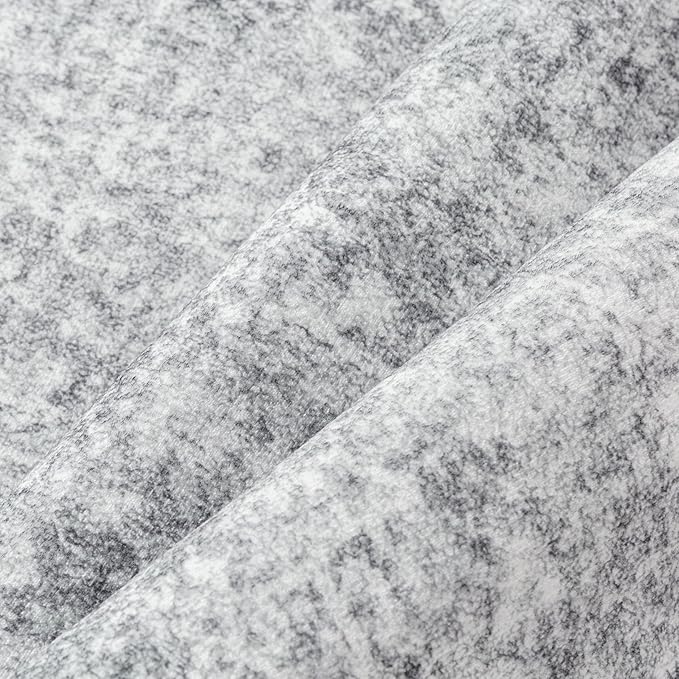 8x10 Area Rug Washable Vintage Living Room Carpet Large Indoor Non Slip Grey Bedroom Distressed Low Pile Retro Accent Throw Rug for Dining Room