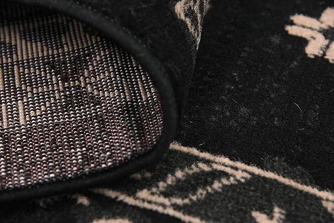 Unique Loom Taftan Collection Border Geometric Tribal Inspired Design Area Rug (6' 0 x 9' 0 Rectangular, Black/ Gray)