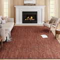 Eleisa Modern Vintage 8x10 Herringbone Chevron Area Rug for Living Room, Wine & Red, Non-Slip Stain Resistant Washable Rug, Farmhouse Home Decor Carpet for Bedroom, Kitchen, Dining Room