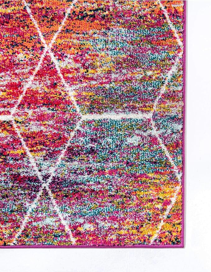 Unique Loom Trellis Frieze Collection Area Rug - Geometric (7' 10" Square, Multi/ Ivory)
