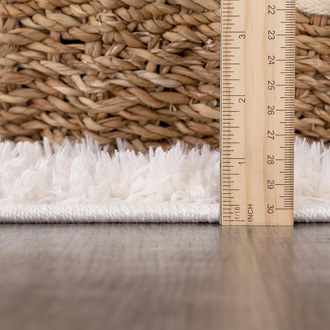 Hauteloom Tilos Moroccan Farmhouse Small Shag Area Rug Door Mat - Shaggy Carpet - Trellis Pattern - High Plush Pile - Cream, Pink, Beige - 2' x 3'