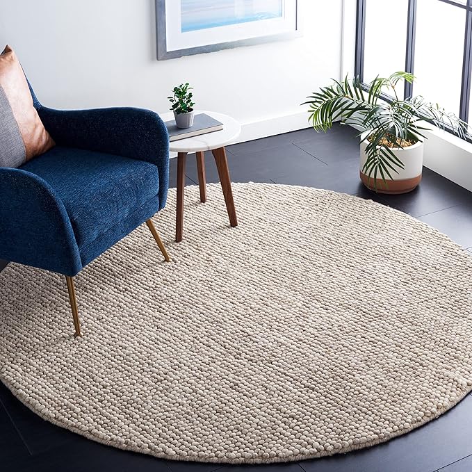 SAFAVIEH Natura Collection Area Rug - 4' x 6' Oval, Beige, Handmade Wool Blend, Textured Design, Ideal for Living Room, Bedroom, Dining Space (NAT620B)