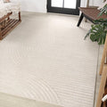 JONATHAN Y Hallie High-Low Curve Ivory/Cream Indoor/Outdoor Area Rug, 12x15, Minimalist, Pet Friendly, Non-Shedding, Stain Resistant, Hose-Washable for Backyard, Patio, Porch (SCN100B-15)