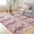 Andency 8x10 Area Rugs for Living Room, Non-Slip Fluffy Soft Large Shag Bedroom Carpet, Tie-Dyed Dusty Pink Big Indoor Thick Nursery Rug for Kids Dorm Home Decor Aesthetic