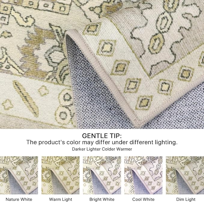 8x10 Area Rug Machine Washable Boho Rug for Living Room,Ultra-Thin Low Pile Carpet,Lightweight Indoor Printed Rug,Non Slip Floral Area Rug for Bedroom, Dining Room, Home Office,Taupe