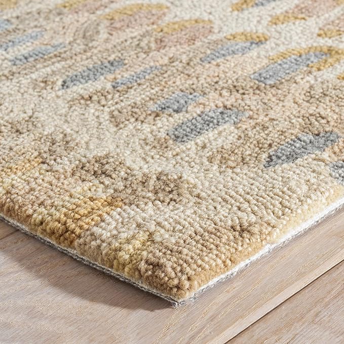 Dash and Albert Paint Chip Wool Area Rug - 3' x 5' Neutral Graphic Hand Micro Hooked Accent Rug - Durable, High Traffic Areas Hallway, Living Room, Stairs