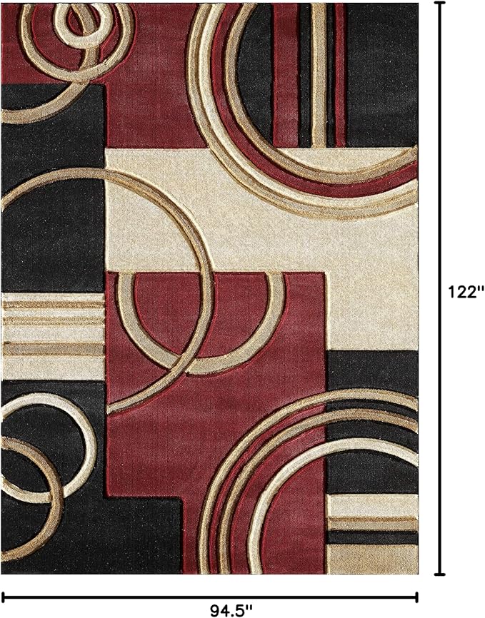 GLORY RUGS Area Rug Modern Soft Hand Carved Contemporary Floor Carpet with Premium Fluffy Texture for Indoor Living Dining Room and Bedroom Area (Dark Red, 8'x10')