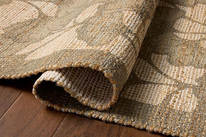 Loloi Chris Loves Julia Rue Collection RUE-02 Olive/Sage 2'-3" x 3'-9" Accent Rug Jute Neutral Floral Living Room Bedroom Rug