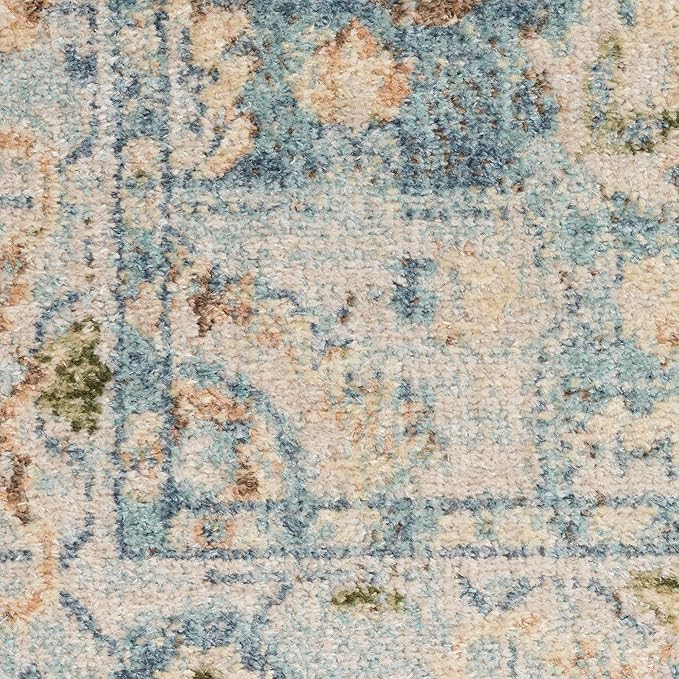 Nourison Home Astra Machine Washable Beige Blue 6'7" x 9' Area Rug - Easy Clean, Non Shedding, Bed Room, Living Room, Dining Room, Kitchen (7' x 9')