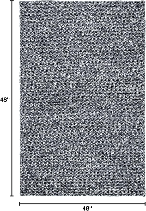 SAFAVIEH Natura Collection Area Rug - 4' Square, Dark Grey, Handmade Wool Blend, Textured Design, Ideal for Living Room, Bedroom, Dining Space (NAT620H)