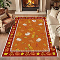 Fallen Leaves Carpet for Kitchen, 5x7ft, Autumn Pumpkins with Leave Orange Area Rug, Indoor Ultra-Thin Foldable Machine Washable Fun Pumpkin Bath Mat for Home Office Relax Room