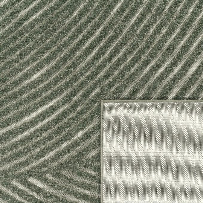 Paco Home Modern Area Rug with Abstract Line Pattern and Contour-Cut in Green, Size: 4' x 5'7"