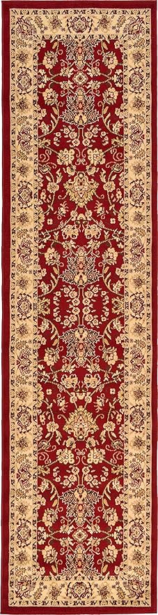Unique Loom Sialk Hill Collection Area Rug - Washington (2' 7" x 10' Runner Burgundy/Cream)