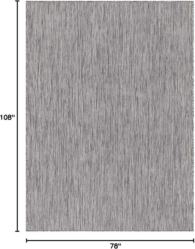 Beverly Rug Indoor Outdoor Rug 6x9, Washable Outside Carpet for Patio, Deck, Porch, Solid Modern Area Rug, Water Resistant, Silver Gray