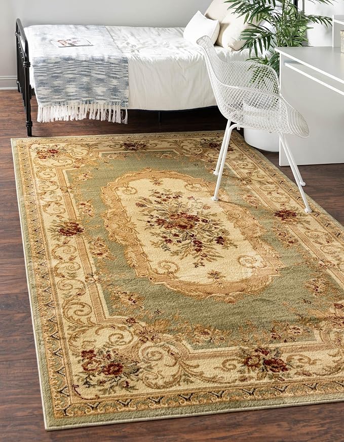 Rugs.com Chateau Collection Rug - 10' x 14' Green Medium Pile Rug