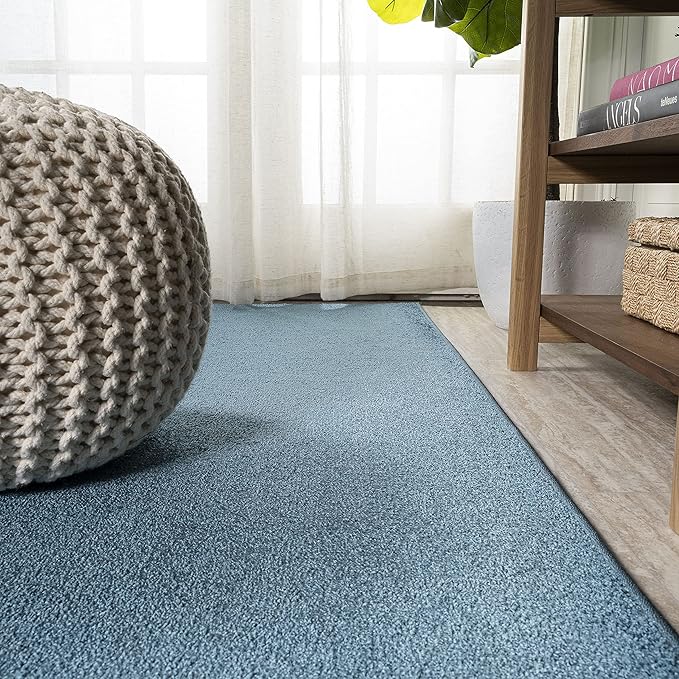 Eyely UES100H-5SQ Supersoft Haze Solid Low-Pile Indoor Area Rug Casual;Contemporary;Solid;Traditional, Bedroom, Kitchen, Living Room, Easy-Cleaning, Non-Shedding, 5' Square, Turquoise