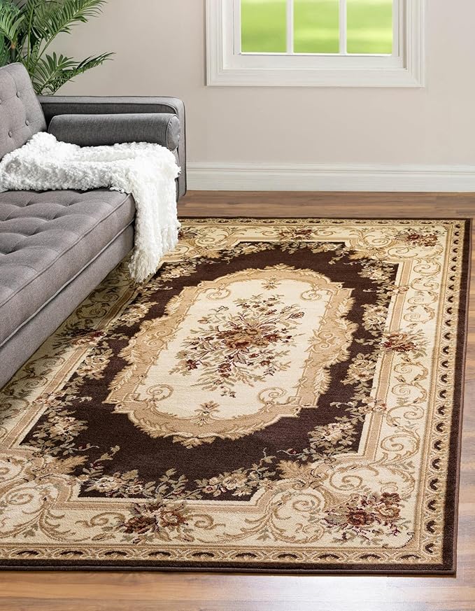Rugs.com Chateau Collection Rug – 10 Ft Runner Cream Medium Rug Perfect for Entryways, Kitchens, Breakfast Nooks, Accent Pieces