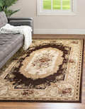 Rugs.com Chateau Collection Rug – 4' x 6' Brown Medium Rug Perfect for Entryways, Kitchens, Breakfast Nooks, Accent Pieces