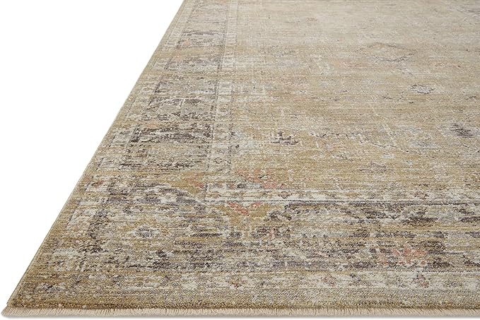 Loloi Magnolia Home by Joanna Gaines Millie Collection MIE-03 Gold/Charcoal 2'-7" x 12'-0", .25" Pile Height, Runner Rug